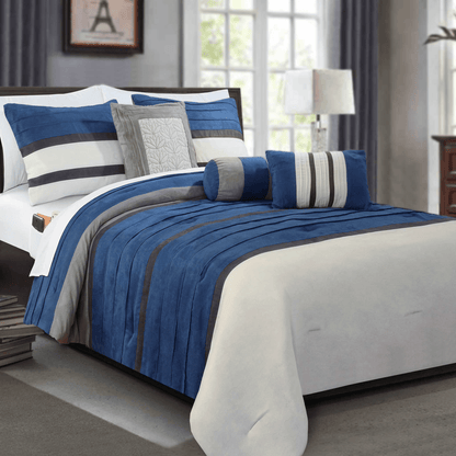 Elegant Comfort 12-Piece Cirena Micro suede Comforter Set, Includes 6-Piece Sheet Set with Double Sided Storage Pockets