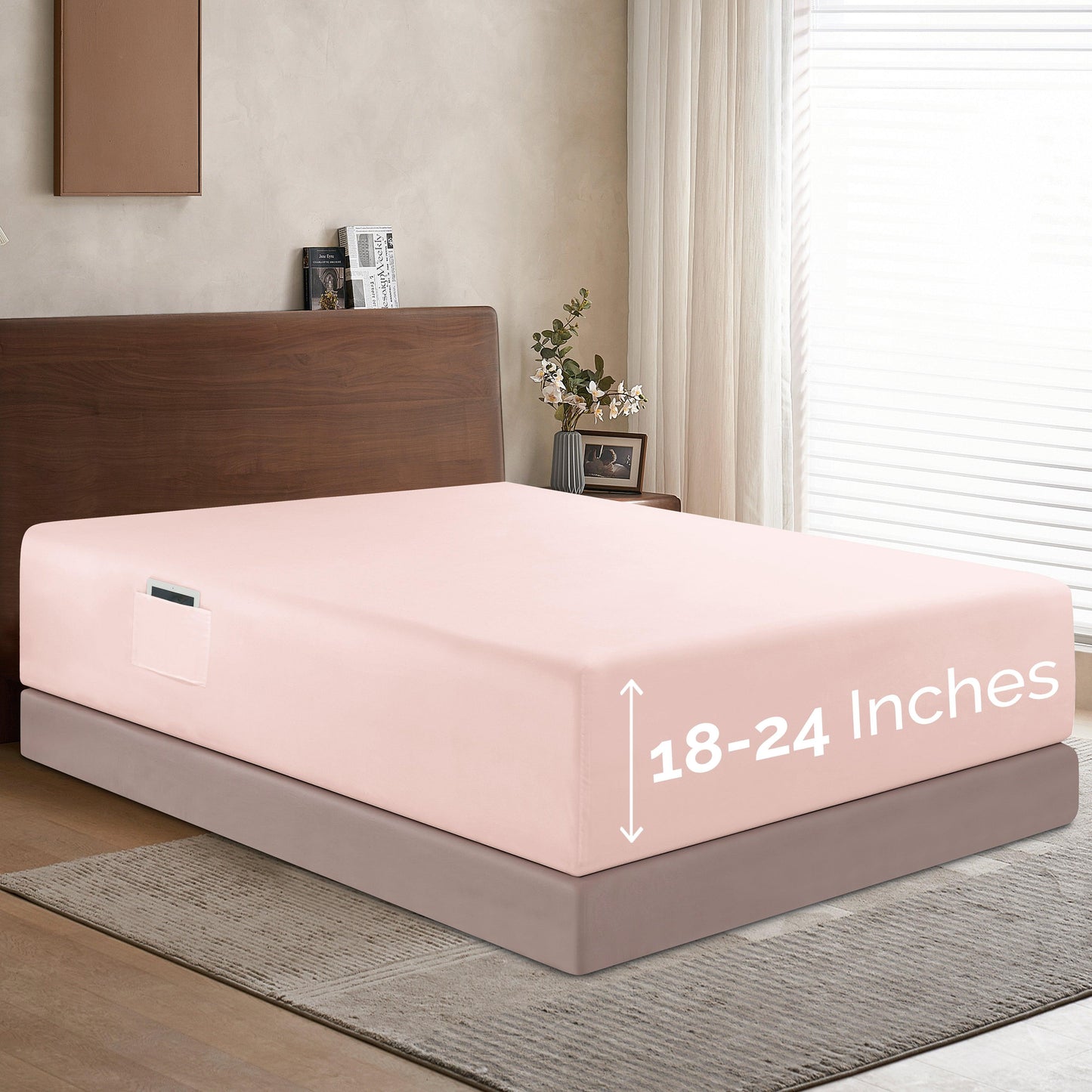 Elegant Comfort Extra Deep Pocket 18"-24" Single Fitted Sheet for High Mattress, Bright Shades