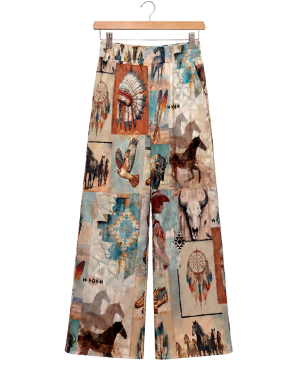 Baha Ranch Bohemian Dreams High Waisted Wide Leg Pants Inclusive Sizing