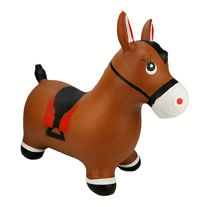 BounceZiez Inflatable Bouncy Ride-On Hopper with Pump - Brown Horse