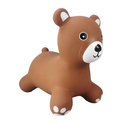 BounceZiez Inflatable Bouncy Ride-On Hopper with Pump - Teddy Bear