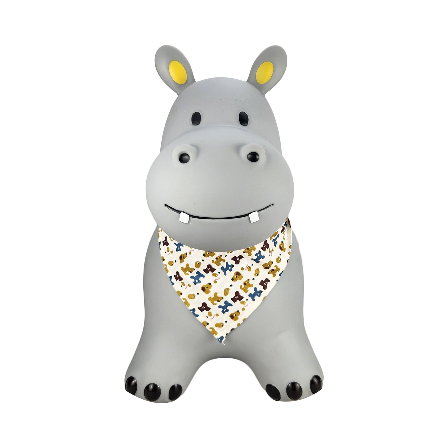 BounceZiez Inflatable Bouncy Ride-On Hopper with Pump - Gray Hippo