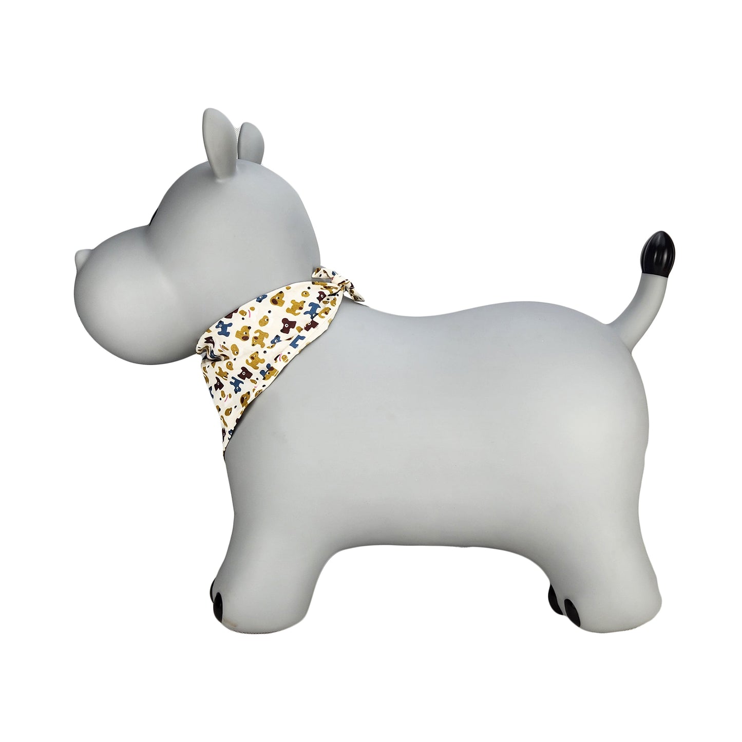BounceZiez Inflatable Bouncy Ride-On Hopper with Pump - Gray Hippo