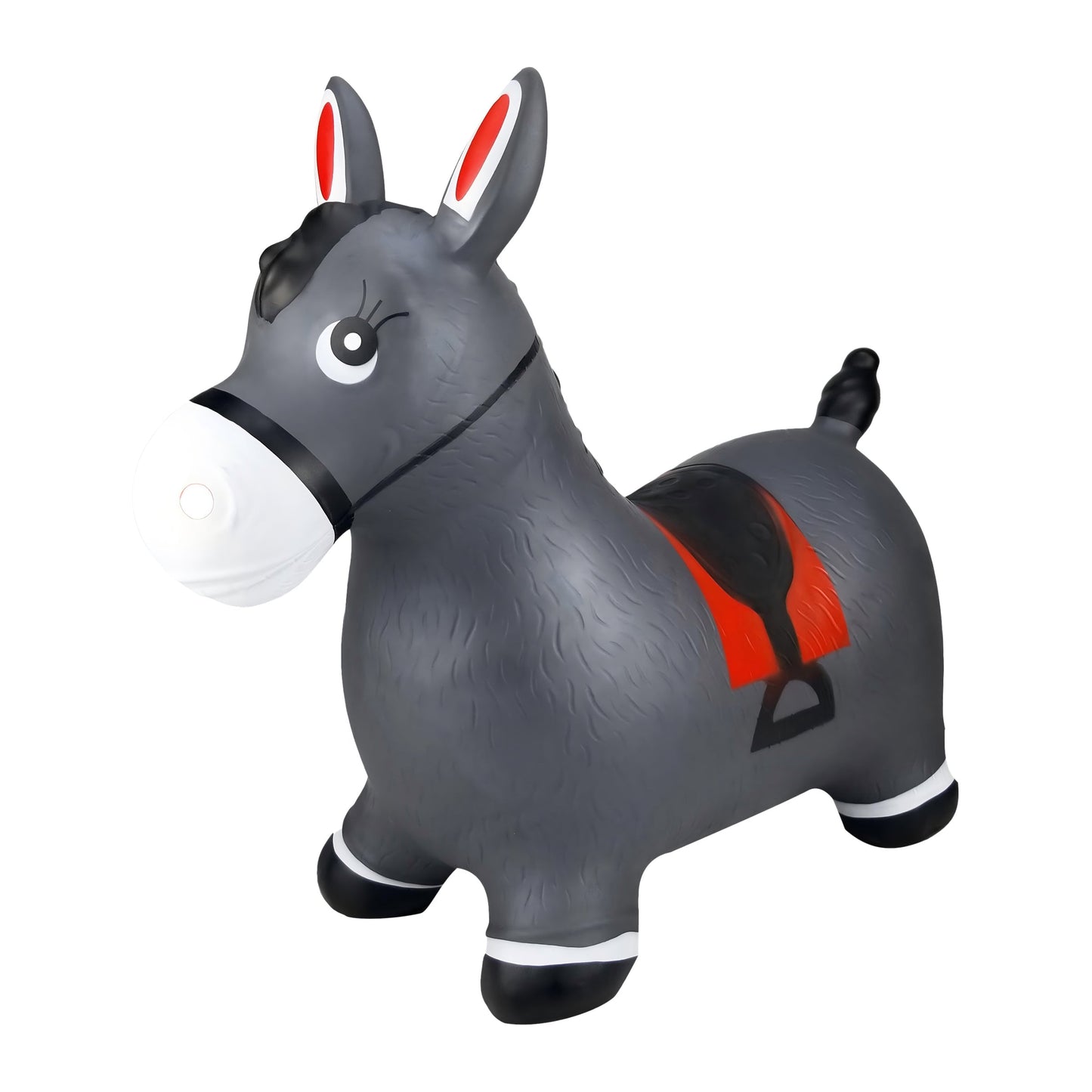 BounceZiez Inflatable Bouncy Ride-On Hopper with Pump - Gray Horse