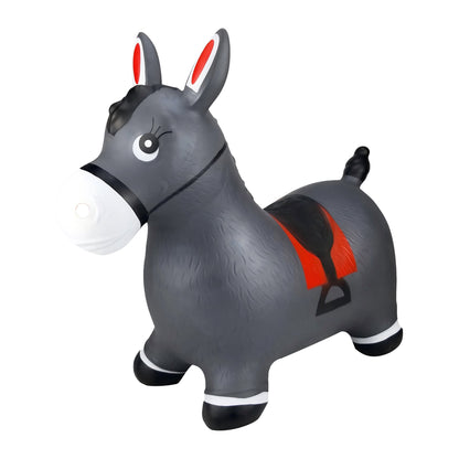BounceZiez Inflatable Bouncy Ride-On Hopper with Pump - Gray Horse