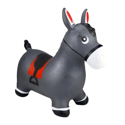 BounceZiez Inflatable Bouncy Ride-On Hopper with Pump - Gray Horse