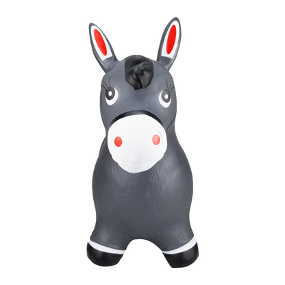 BounceZiez Inflatable Bouncy Ride-On Hopper with Pump - Gray Horse