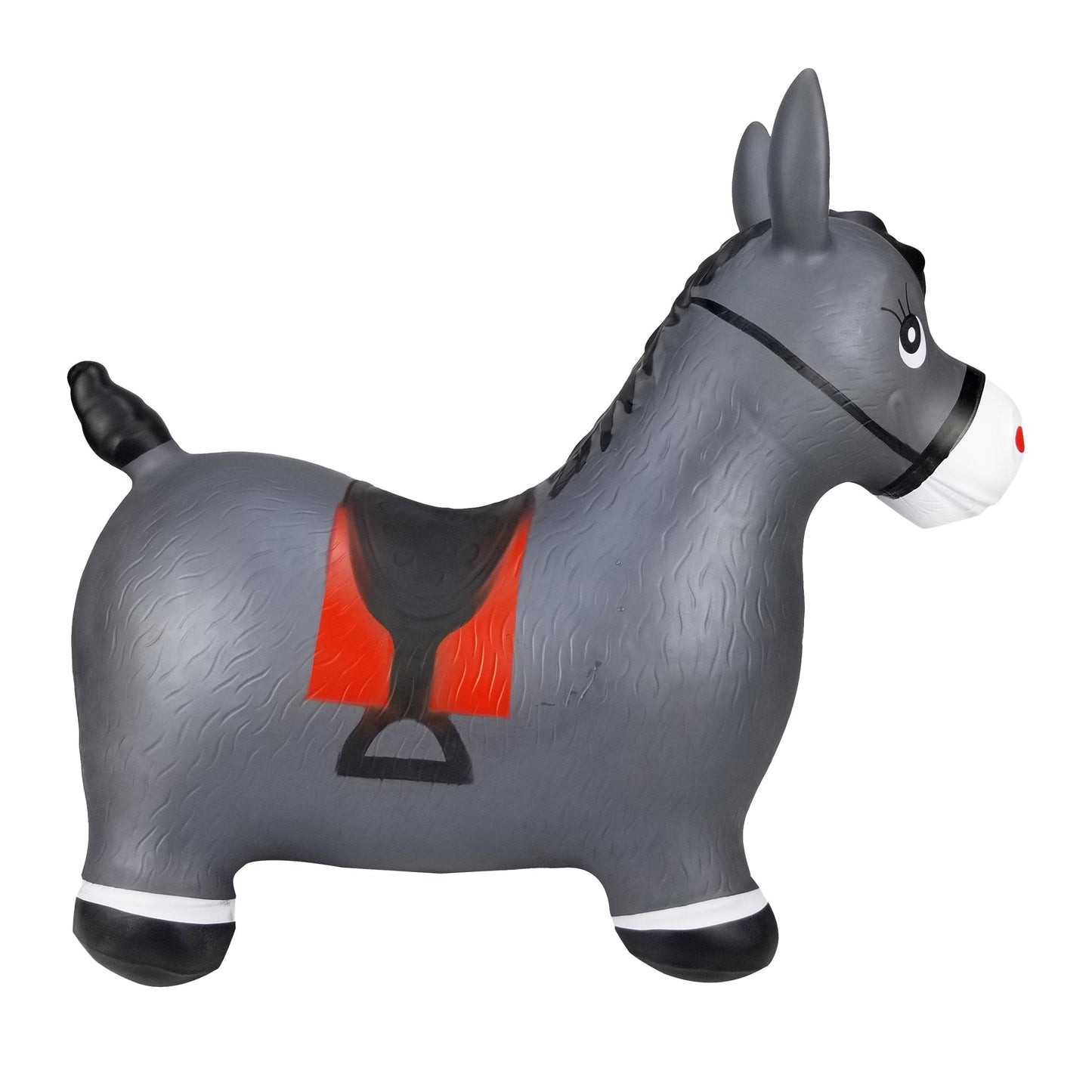 BounceZiez Inflatable Bouncy Ride-On Hopper with Pump - Gray Horse