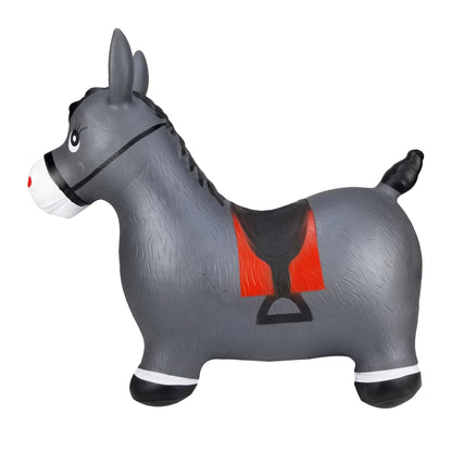 BounceZiez Inflatable Bouncy Ride-On Hopper with Pump - Gray Horse