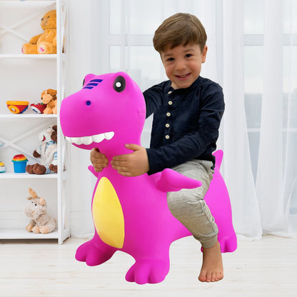 BounceZiez Inflatable Bouncy Ride-On Hopper with Pump - Purple Dino