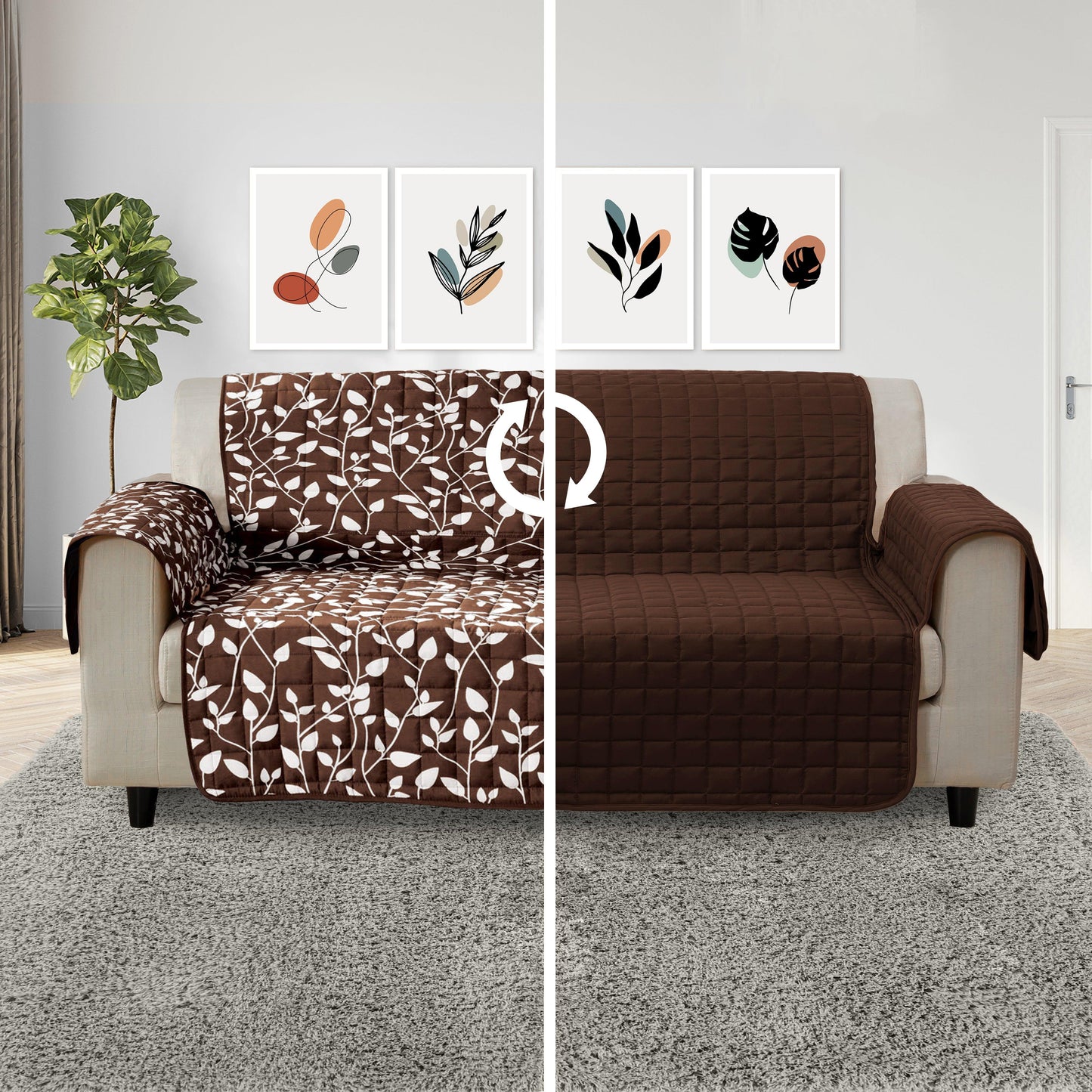 Elegant Comfort Leaves Design Reversible Smart Furniture Protectors