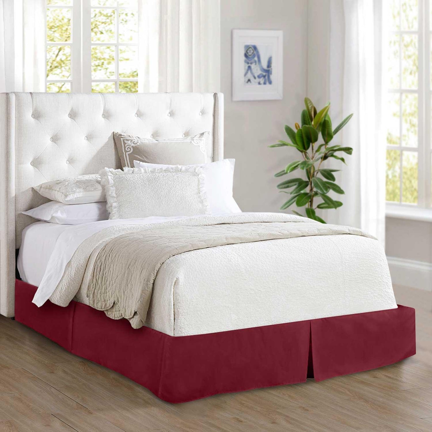 Elegant Comfort Solid Pleated Bed Skirt - 14 inch Drop