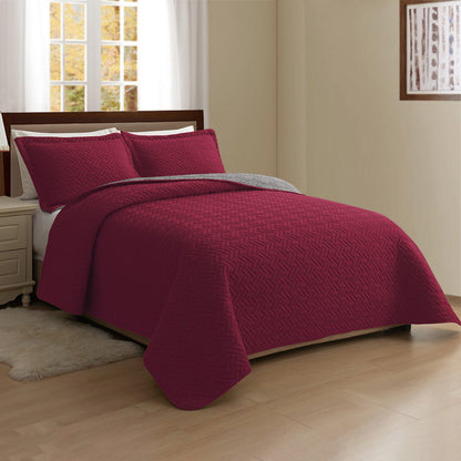 Elegant Comfort 3-Piece Majestic Quilted Reversible Bedspread Coverlet Set