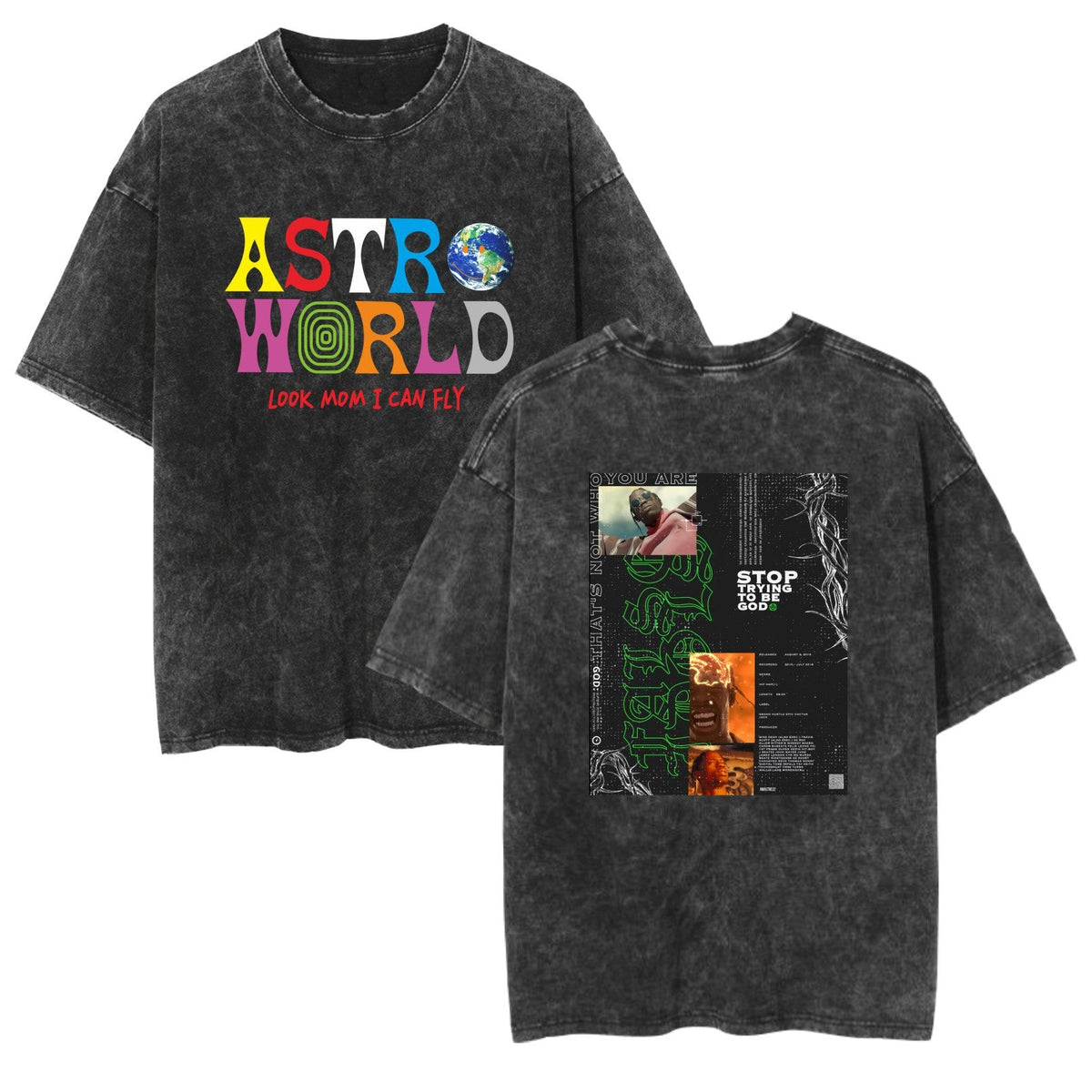 Rap Singer Washed Retro Short Sleeve Fan Commemorative T-Shirt