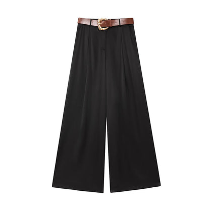 Comes with waistband silk satin wide leg pants