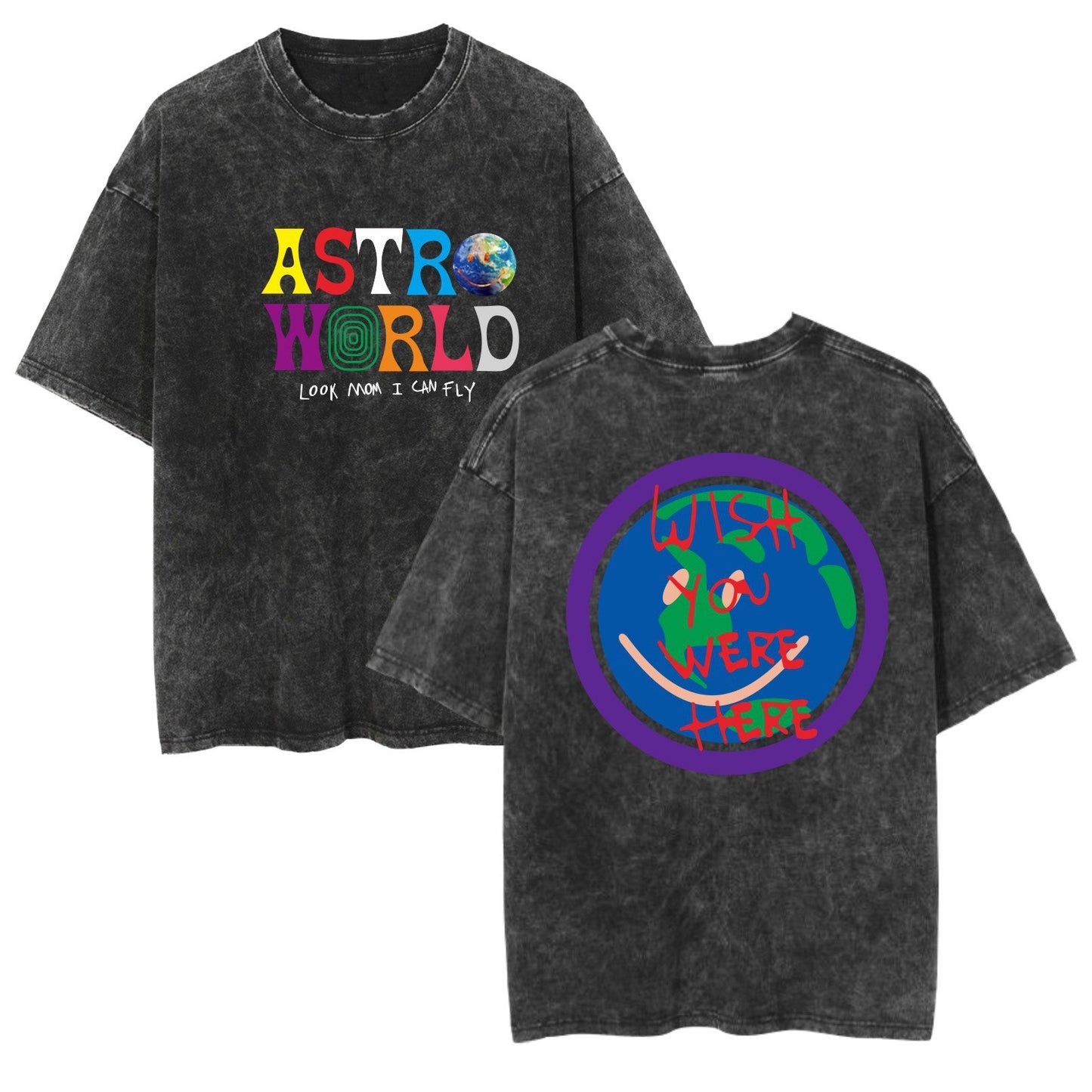 Rap Singer Washed Retro Short Sleeve Fan Commemorative T-Shirt