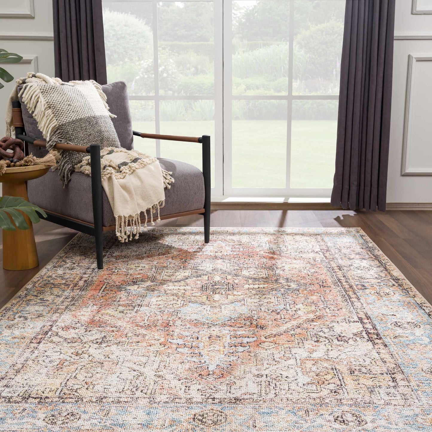 Beck Peach Washable Area Rug - Clearance