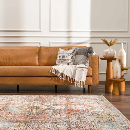 Beck Peach Washable Area Rug - Clearance