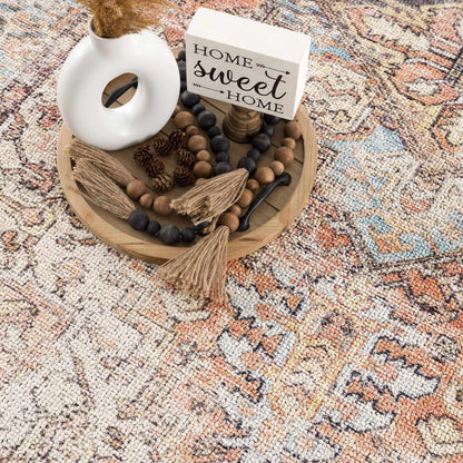 Beck Peach Washable Area Rug - Clearance