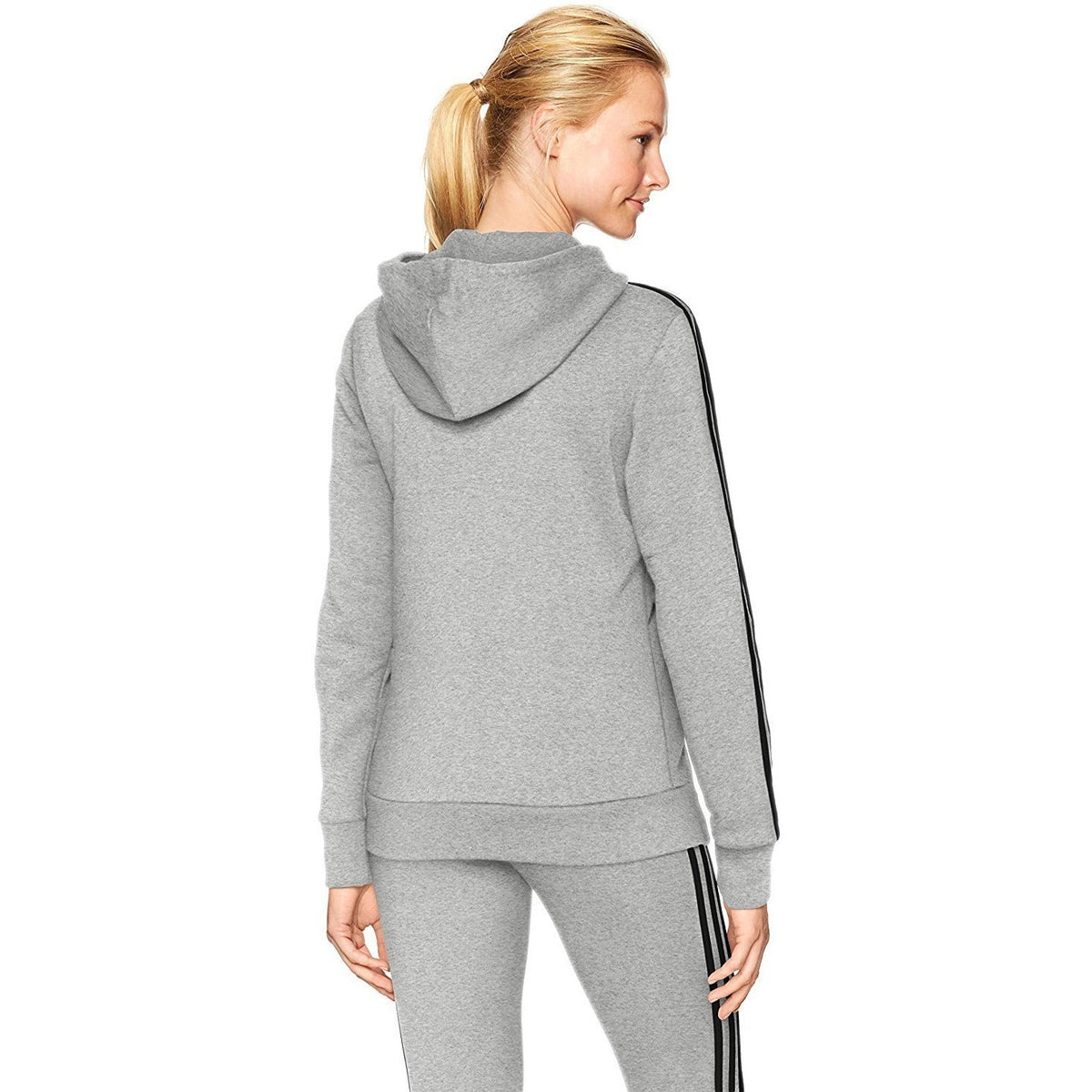 adidas Women's Essentials Cotton Fleece 3-Stripe Full Zip Hoodie