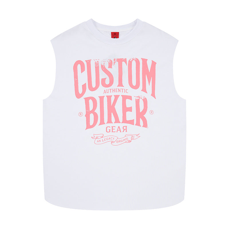 Letter printed wide shoulder vest