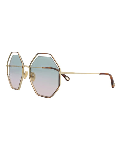 Chloé Square-Frame Metal Sunglasses