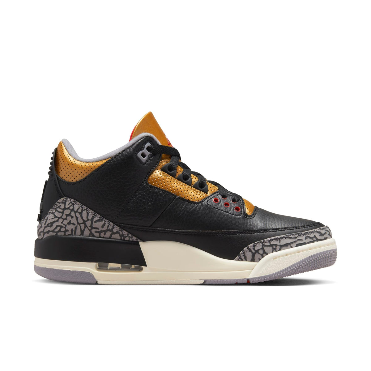 Air Jordan Women's Retro 3 'Black Cement Gold' Sneakers