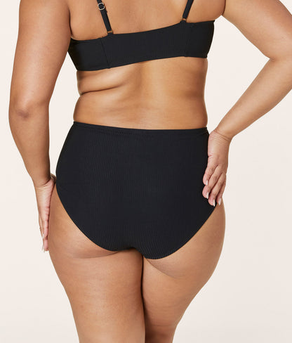 The High Waist Bikini Bottom - Eco Ribbed - Black