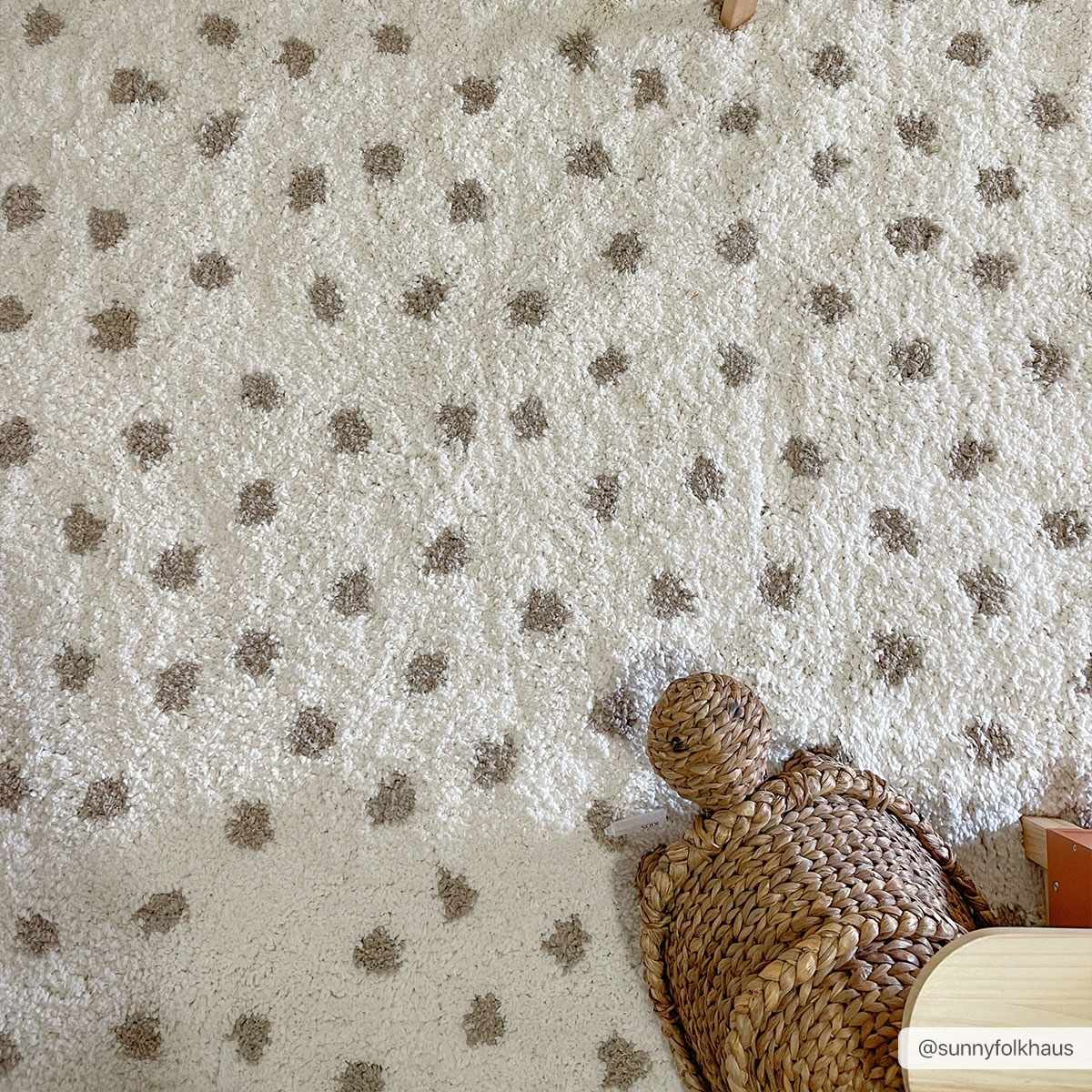 Chaia Dotted Cream & Gray Plush Area Rug - Clearance