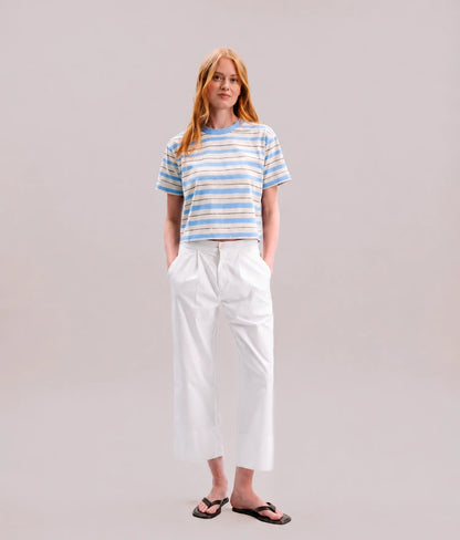 Womens Recycled Stripe Tee - Recycled Jersey - Chambray Stripe