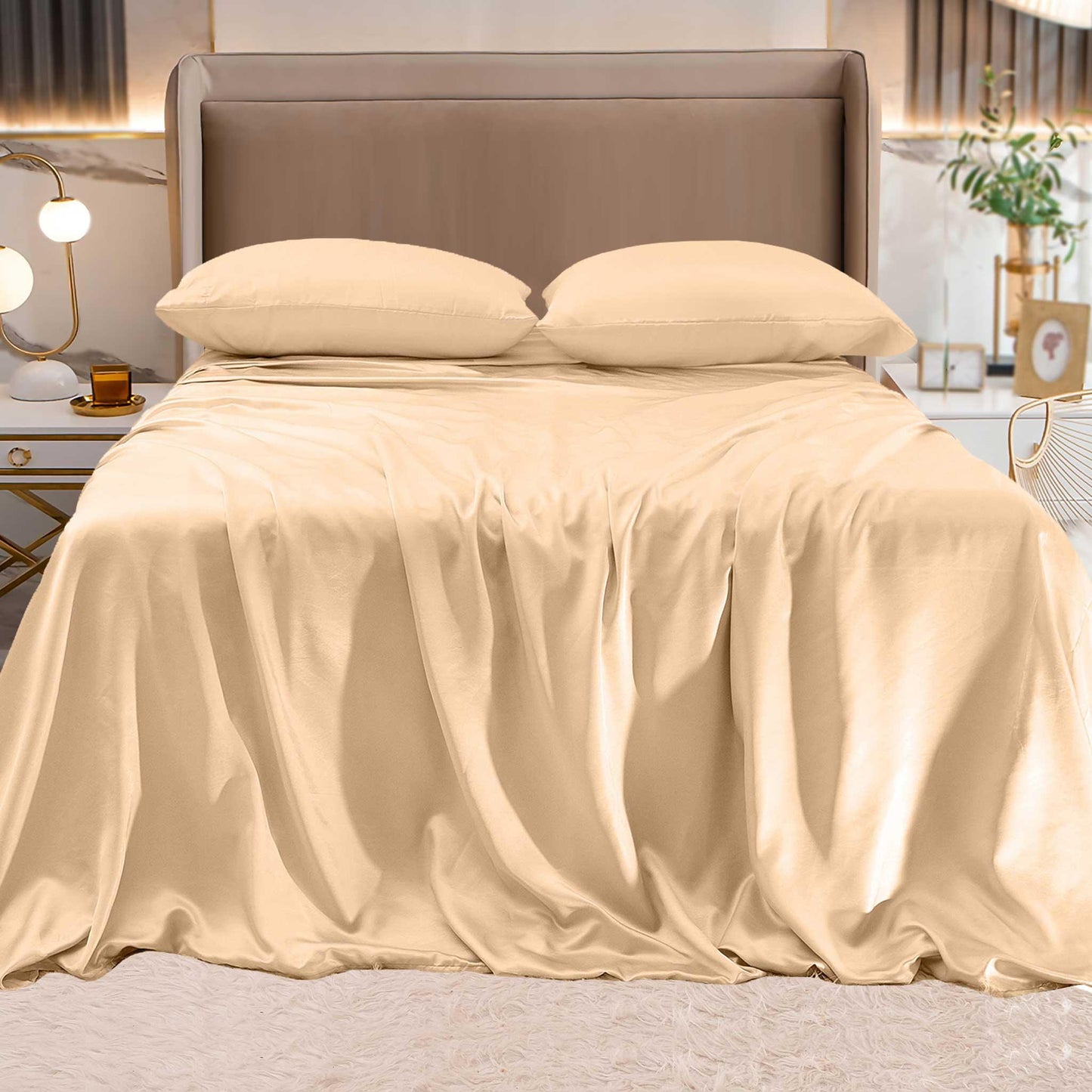 Elegant Comfort Fine 4-Piece Silky Satin Sheet Set, Bright Shades