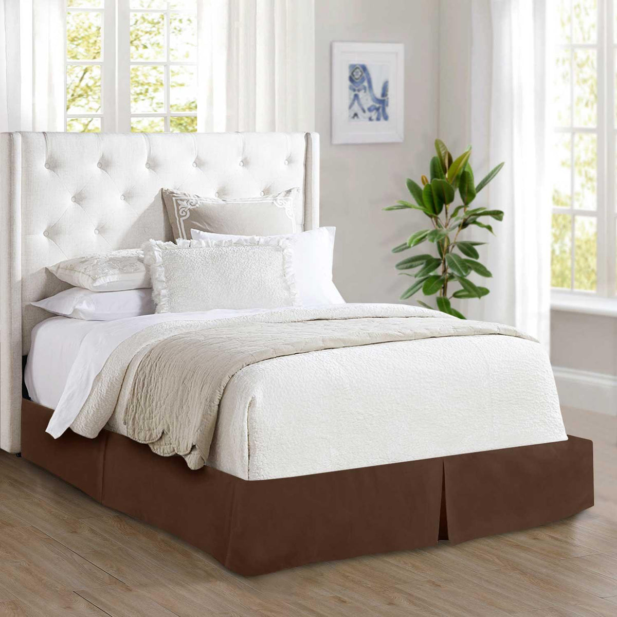 Elegant Comfort Solid Pleated Bed Skirt - 14 inch Drop