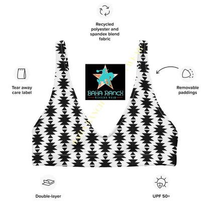 Baha Ranch Yeehaw White Aztec Bikini Top
