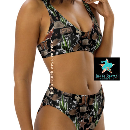 Baha Ranch Yeehaw Cowboy Collage Bikini
