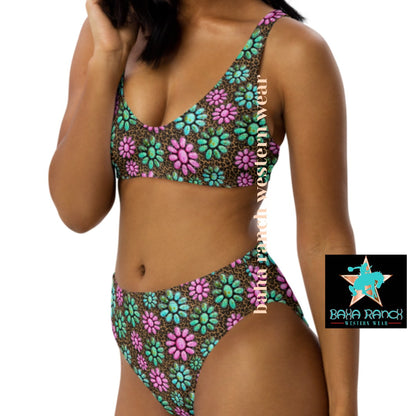 Baha Ranch Yeehaw Pink Turquoise Bikini