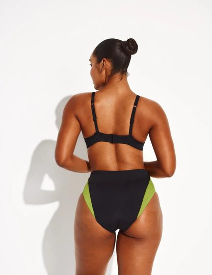 High Rise Bikini Swim Bottom - Color Block