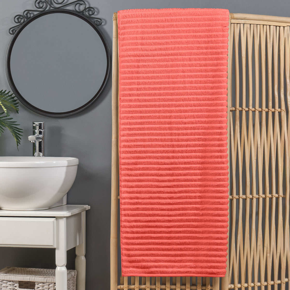 Elegant Comfort 1-Piece Premium Turkish Cotton Corduroy Stripe Oversized Bath Sheet Towel 40 x 80 Inch