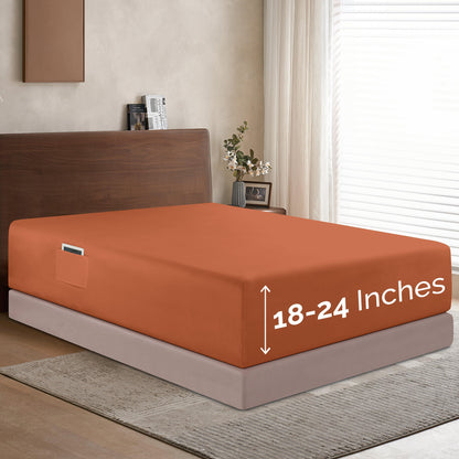 Elegant Comfort Extra Deep Pocket 18"-24" Single Fitted Sheet for High Mattress, Moody Shades