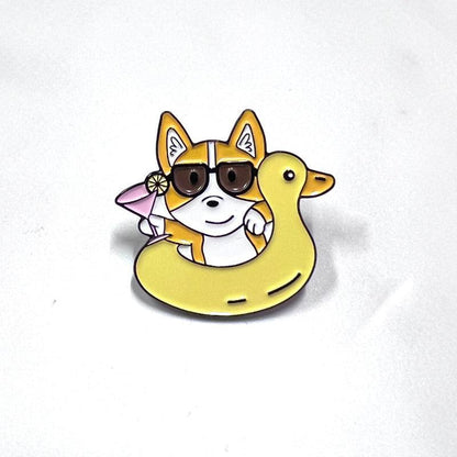 Corgi Floaty Enamel Pin – Fun Summer Accessory for Dog Fans