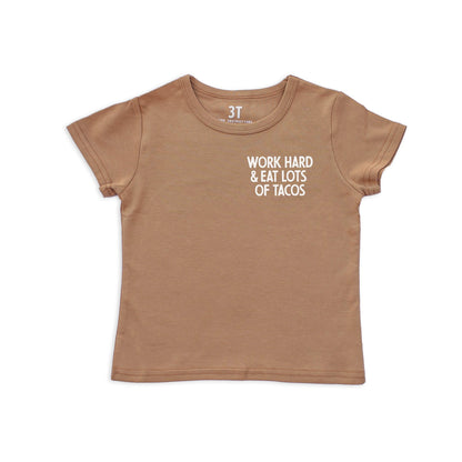 Frankie Jean Work Hard & Eat Tacos Kids Tee