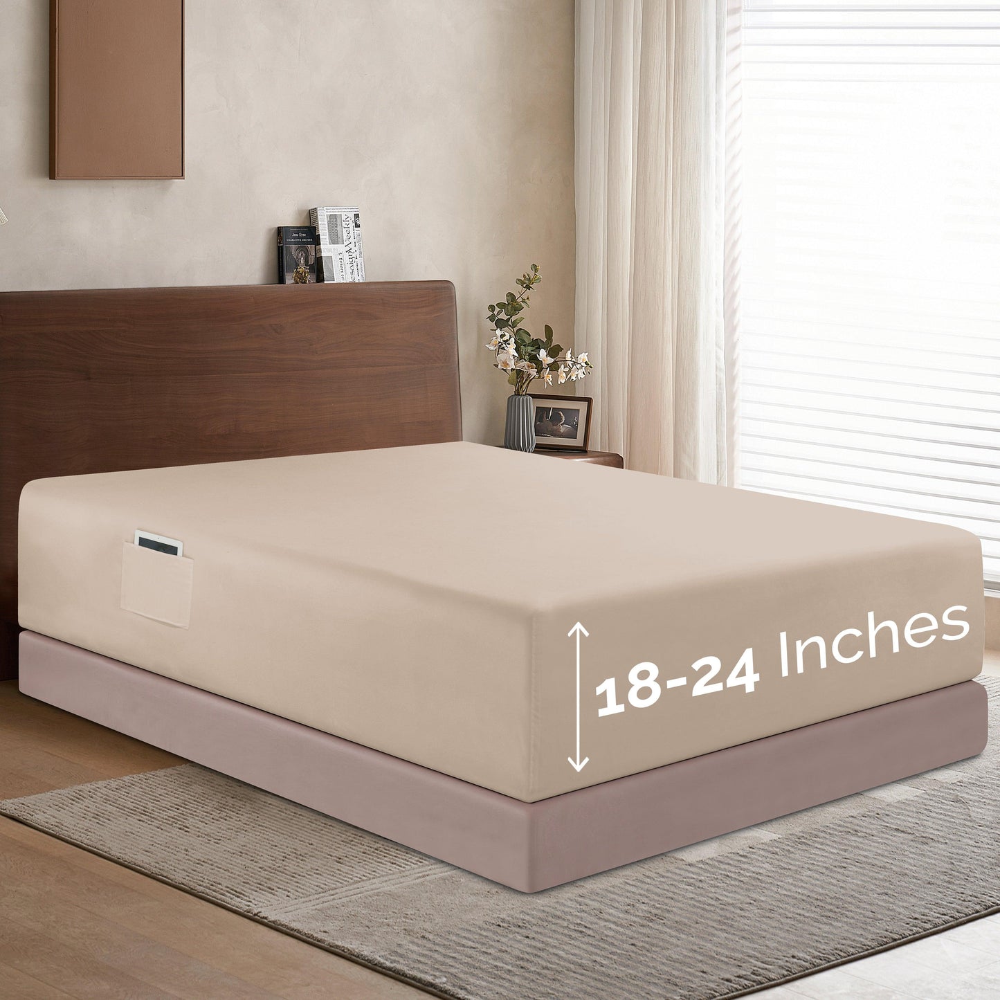 Elegant Comfort Extra Deep Pocket 18"-24" Single Fitted Sheet for High Mattress, Bright Shades