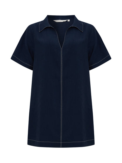 Mae Popover Mini Dress - Navy