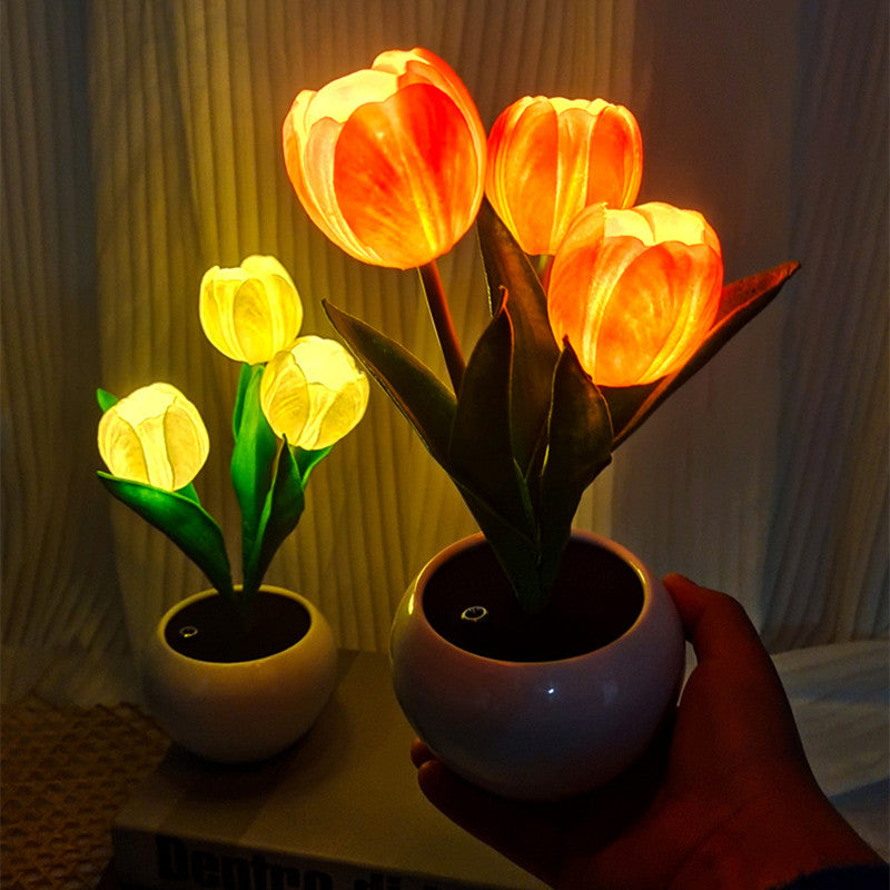 Rechargeable Tulip Night Light LED Simulation Flower Creative Table Light Home Decoration Bedroom Decoration Atmosphere Light