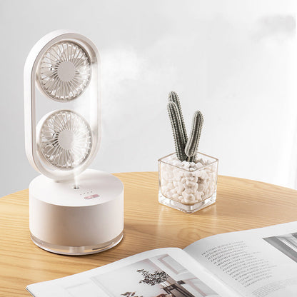 Two-In-One New Double-Leaf Spray Water-Cooled Fan Desk Top Dormitory Small Fan Ins Wind Humidifier Desk Fan