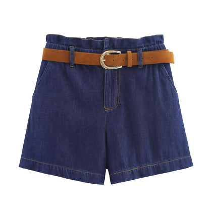 Paired with waistband and paper bag shorts