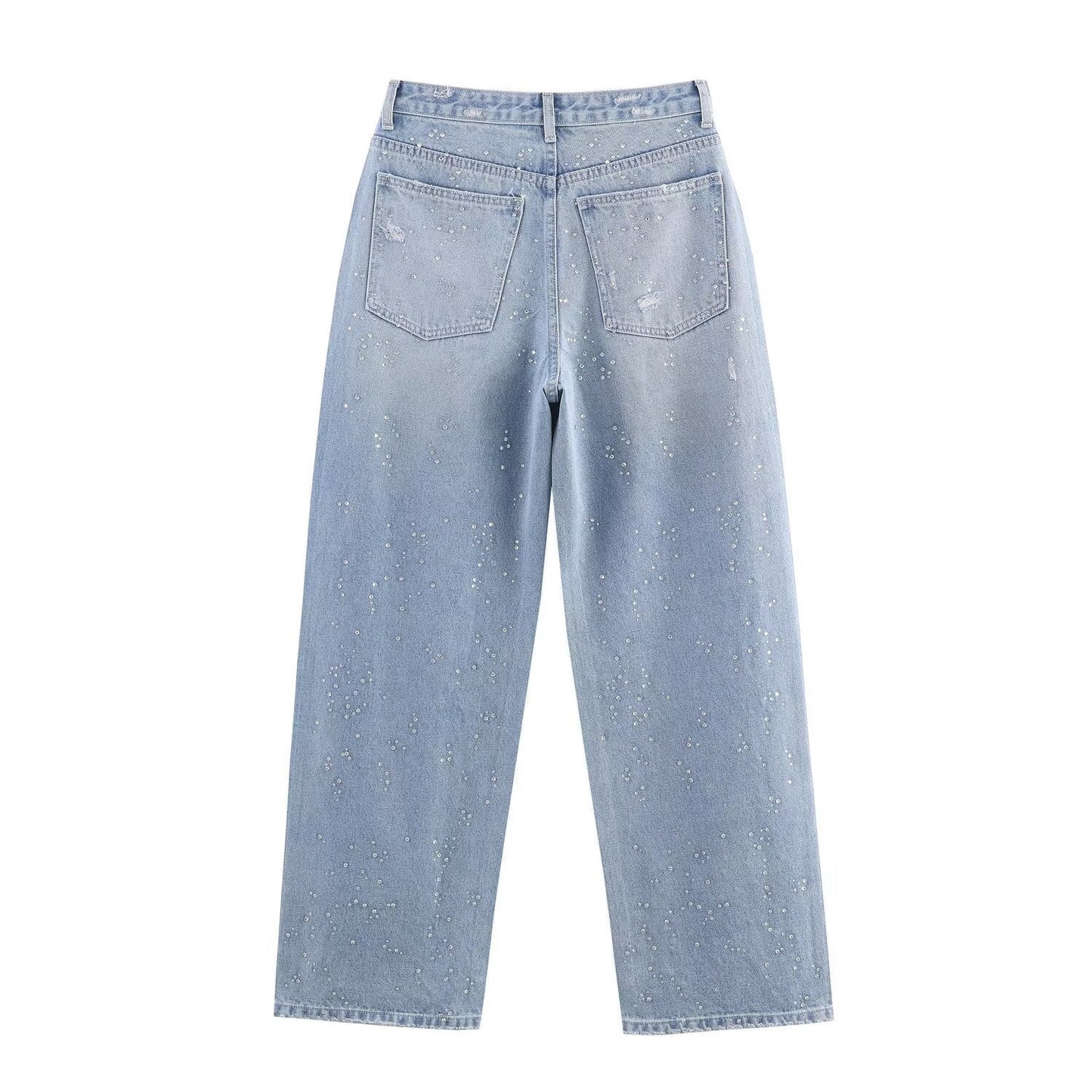 Water drill short denim jacket+pants set
