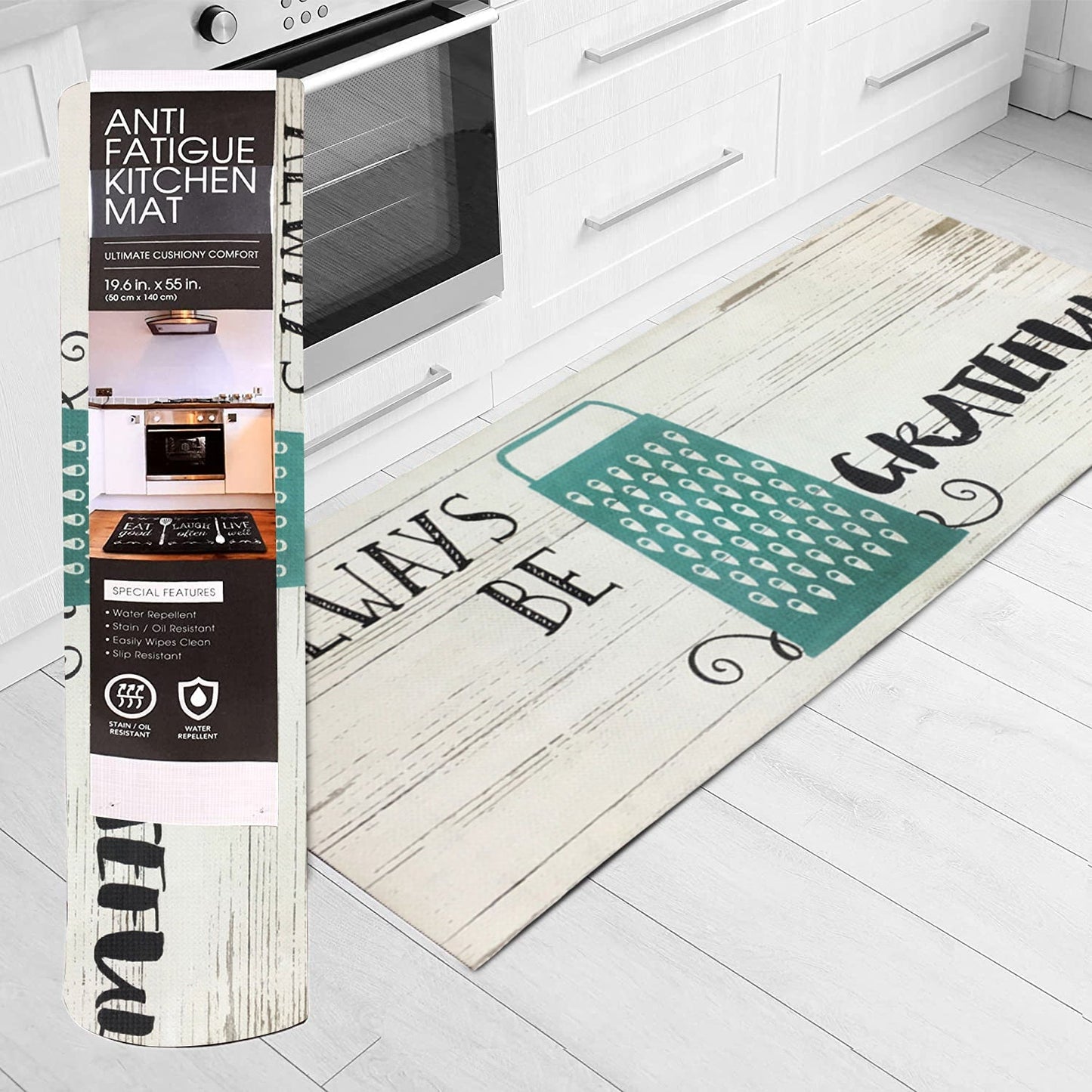20"x55" Oversized Cushioned Anti-Fatigue Kitchen Runner Mat (Always Be Grateful)