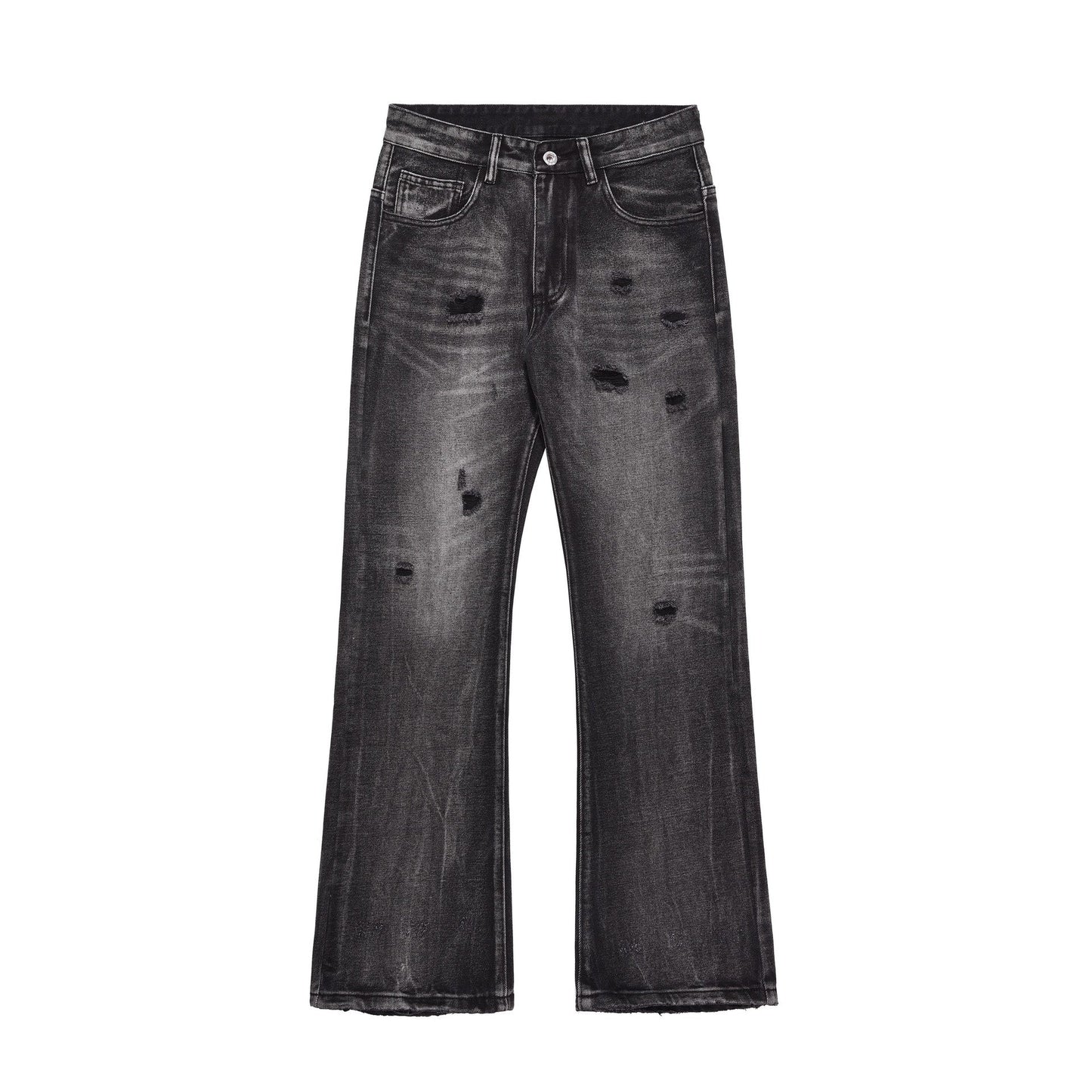 Street Style Retro Ripped Jeans for Women,INS Retro Fitted Slimming Flared Casual Pants