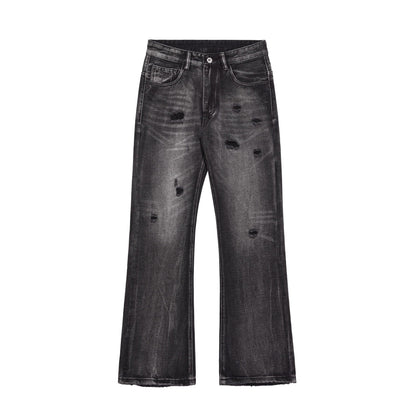 Street Style Retro Ripped Jeans for Women,INS Retro Fitted Slimming Flared Casual Pants
