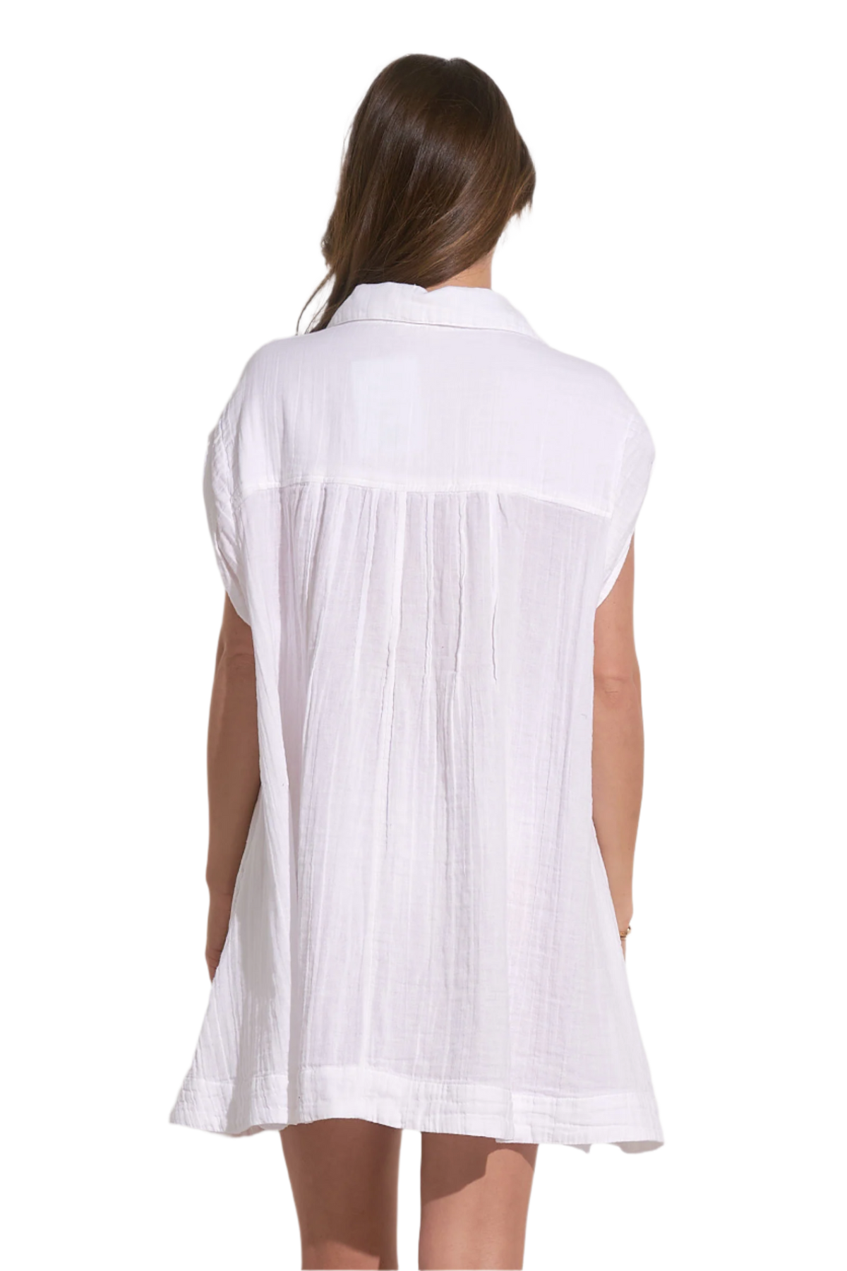 Elan Oversized Button Down Coverup Shirt Dress - White - FINAL SALE